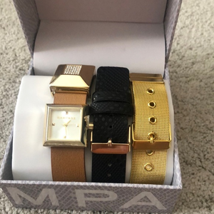 Rampage Watch Bracelet Set‎ Gold Black Brown Straps New
